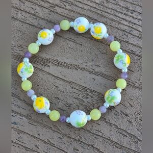 Lemon Jade And Lepidolite Beaded Bracelet